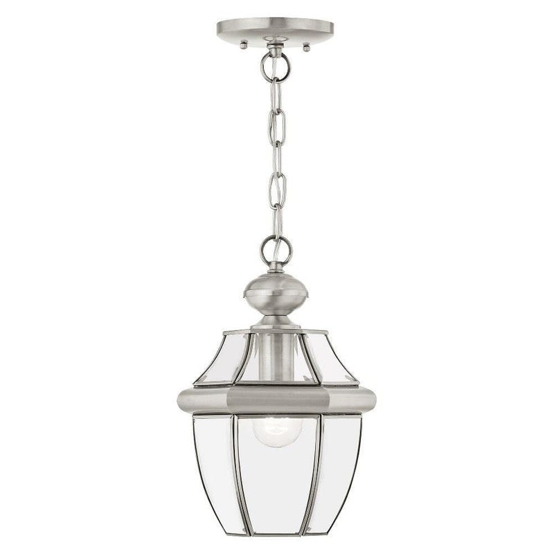 Livex Lighting 2152-91 Monterey 1-Light Outdoor Hanging Lantern, Brushed Nickel - Image 1